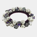 Fermacapelli con strass Viola impreziosito da perle sintetiche e sfere cangianti BYS - gioiello BySimon