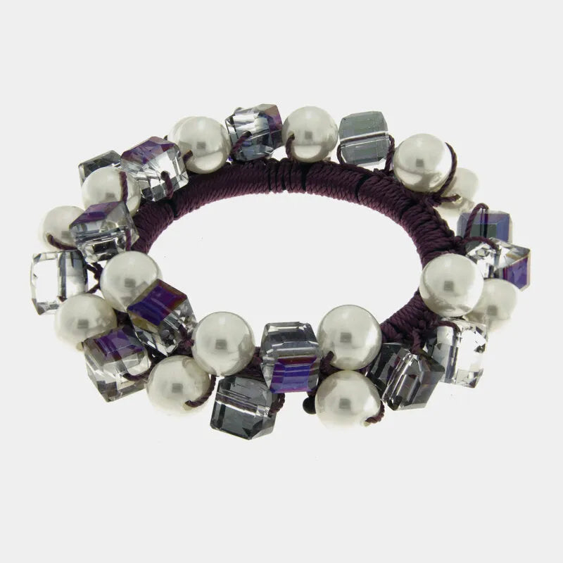 Fermacapelli con strass Viola impreziosito da perle sintetiche e sfere cangianti BYS - gioiello BySimon