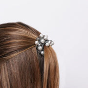 Fermacapelli con strass Grigio impreziosito da perle sintetiche e sfere cangianti