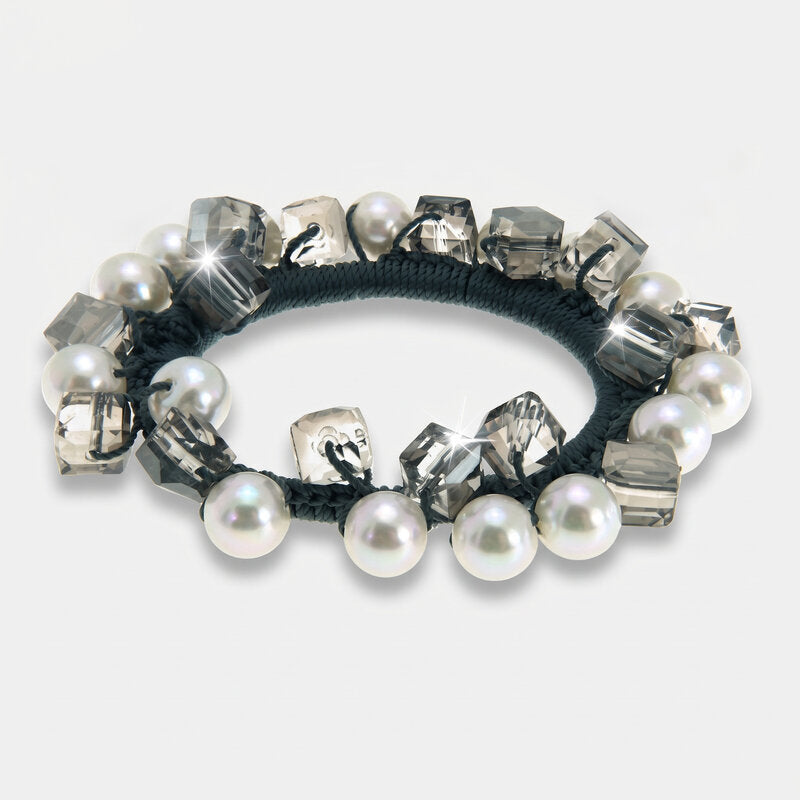 Fermacapelli con strass Grigio impreziosito da perle sintetiche e sfere cangianti BYS - gioiello BySimon