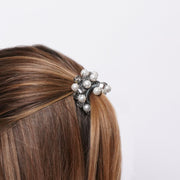 Fermacapelli con strass Grigio impreziosito da perle sintetiche e sfere cangianti