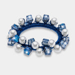 Fermacapelli con strass Blu impreziosito da perle sintetiche e sfere cangianti BYS - gioiello BySimon