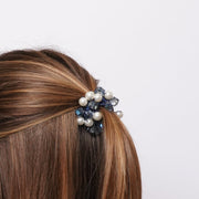 Fermacapelli con strass Blu impreziosito da perle sintetiche e sfere cangianti