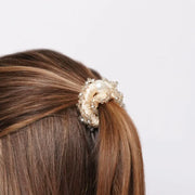 Fermacapelli con strass Crema con perla sintetica e perline