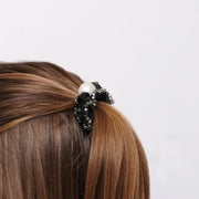 Fermacapelli con strass Nero con perla sintetica e perline