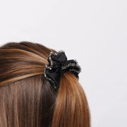 Fermacapelli con strass Nero satinato con perline