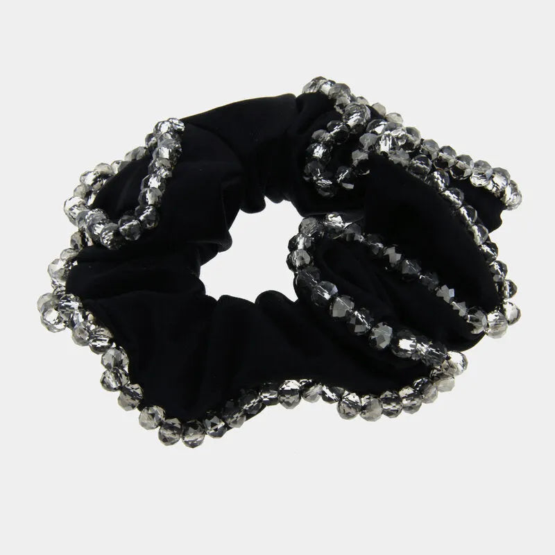 Hair clip with rhinestones Matte black with beads