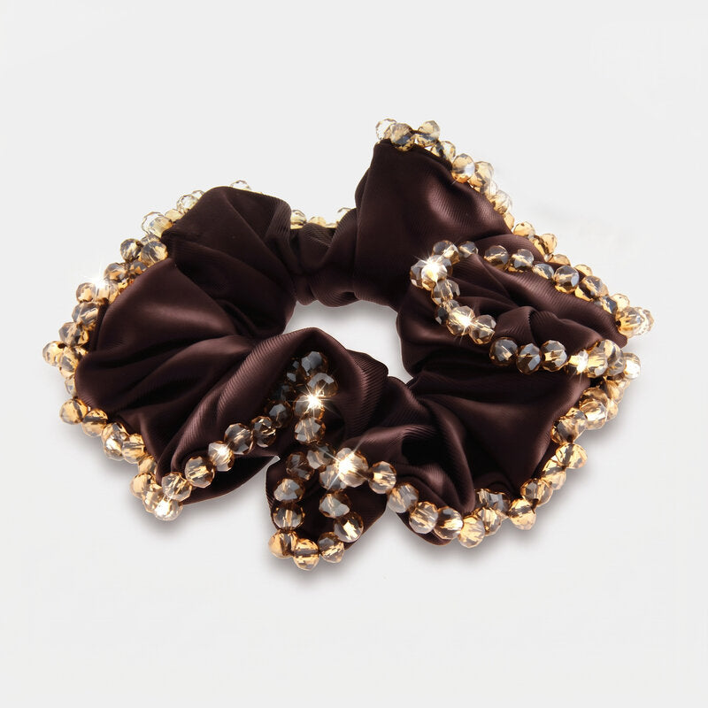 Fermacapelli con strass Marrone satinato con perline - BYSIMON gioielli