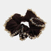 Fermacapelli con strass Marrone satinato con perline