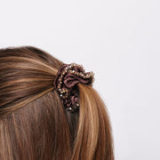 Fermacapelli con strass Marrone satinato con perline