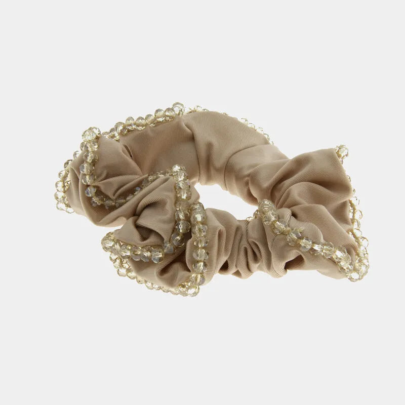 Fermacapelli con strass Beige satinato con perline