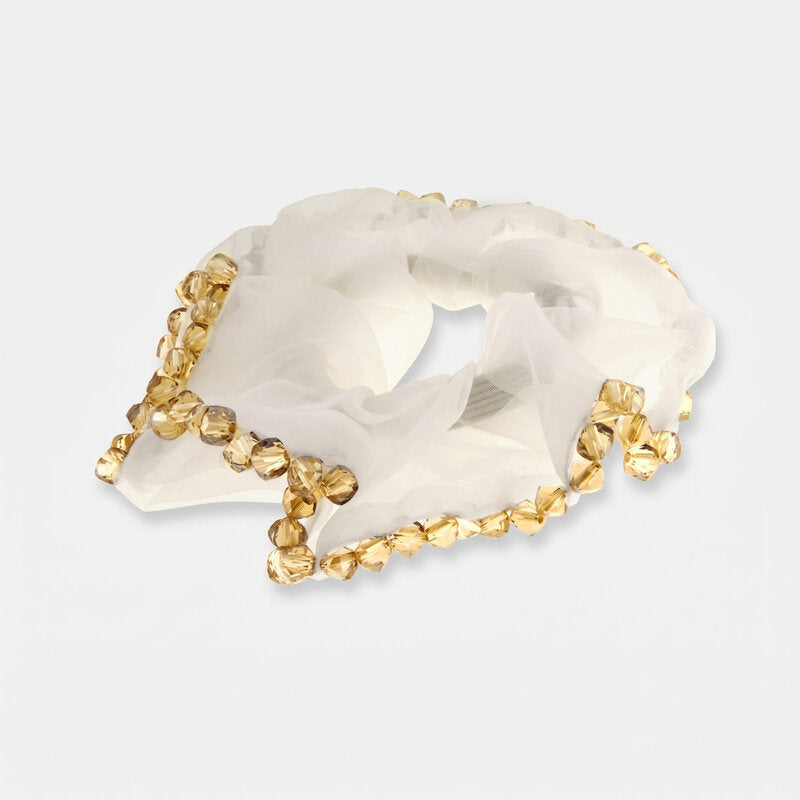 Fermacapelli con strass Bianco velato con perline - BYSIMON gioielli