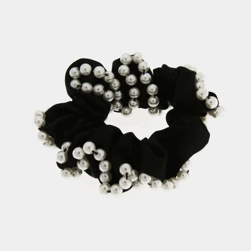 Black ponytail with rhinestones
