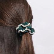 Fermacapelli con strass Verde petrolio