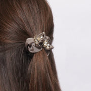 Fermacapelli con strass Tortora in raso satinato