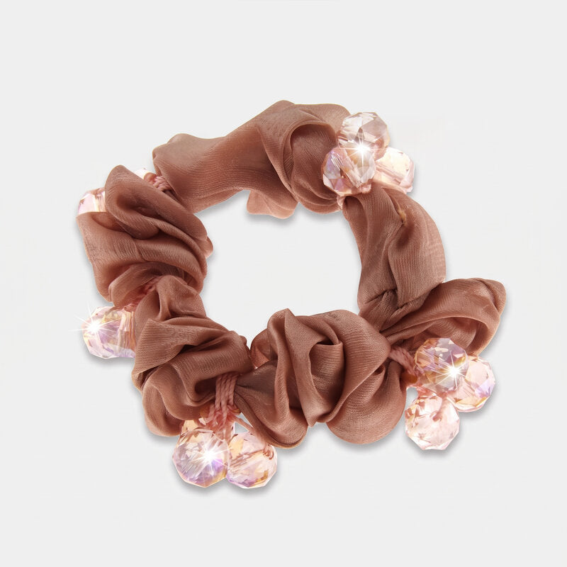 Fermacapelli con strass Rosa in raso satinato - BYSIMON gioielli