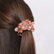 Fermacapelli con strass Rosa in raso satinato