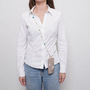 Catena per Cellulare cristalli azzurri e perle