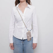 Catena per Cellulare catena nera e cristalli blu