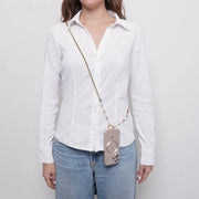 Catena per Cellulare catena nera e cristalli colorati