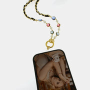 Catena per Cellulare catena nera e cristalli colorati