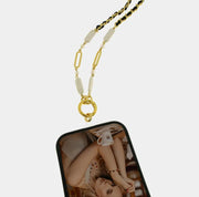 Catena per Cellulare catena nera e perle