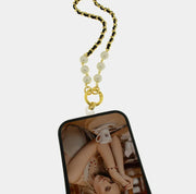 Catena per Cellulare catena nera e perle