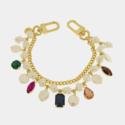Accessorio borsa in Metallo doppia catena con perle e cristalli - BYSIMON gioielli