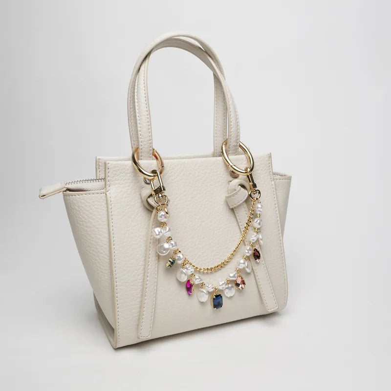 Accessorio borsa in Metallo doppia catena con perle e cristalli - BYSIMON gioielli
