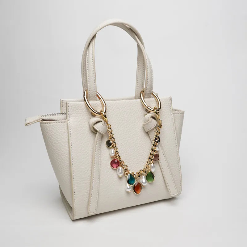 Accessorio borsa in Metallo catena con cristalli colorati e perle - BYSIMON gioielli
