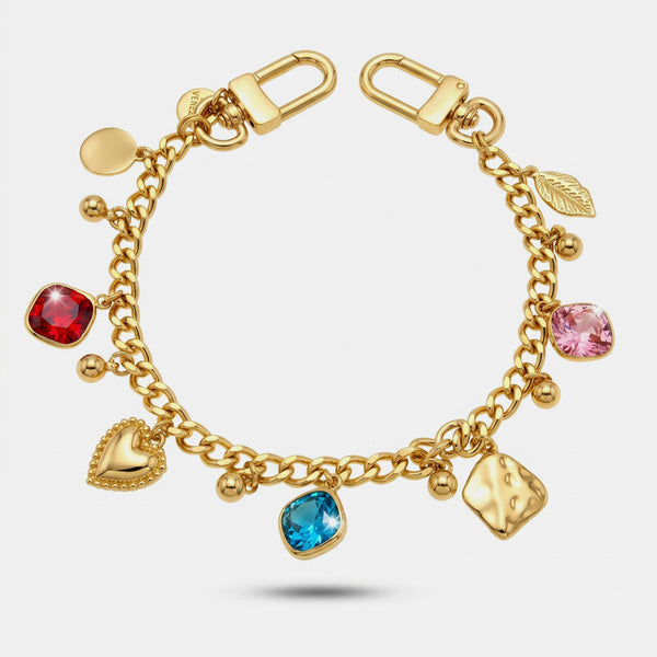 Accessorio borsa in Metallo catena con cristalli colorati e cuore - BYSIMON gioielli