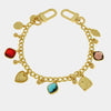 Accessorio borsa in Metallo catena con cristalli colorati e cuore