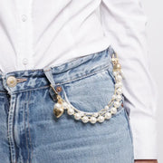 Accessorio borsa in Metallo doppia catena con perle