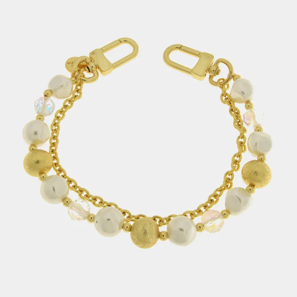 Accessorio borsa in Metallo doppia catena con perle - BYSIMON gioielli
