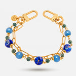 Accessorio borsa in Metallo doppia catena con cristalli blu - BYSIMON gioielli