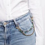 Accessorio borsa in Metallo doppia catena nera con cristalli