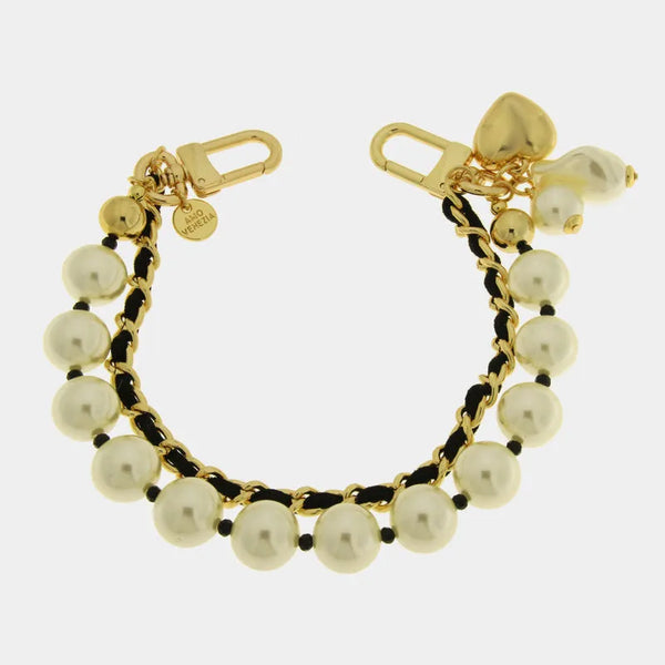Accessorio borsa in Metallo catena nera e perle - BYSIMON gioielli