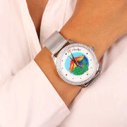 Orologio Analogico Met. quadrante impreziosito da simboli siciliani e cristalli bianchi