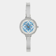 Orologio Analogico Met. con maiolica impreziosita da smalto colorato e cristalli