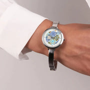 Orologio Analogico Met. con maiolica impreziosita da smalto colorato e cristalli