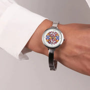 Orologio Analogico Met. con maiolica impreziosita da smalto colorato e cristalli