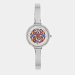 Orologio Analogico Met. con maiolica impreziosita da smalto colorato e cristalli