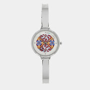 Orologio Analogico Met. con maiolica impreziosita da smalto colorato e cristalli