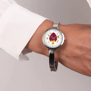 Orologio Analogico Met. con maiolica impreziosita da smalto colorato e cristalli