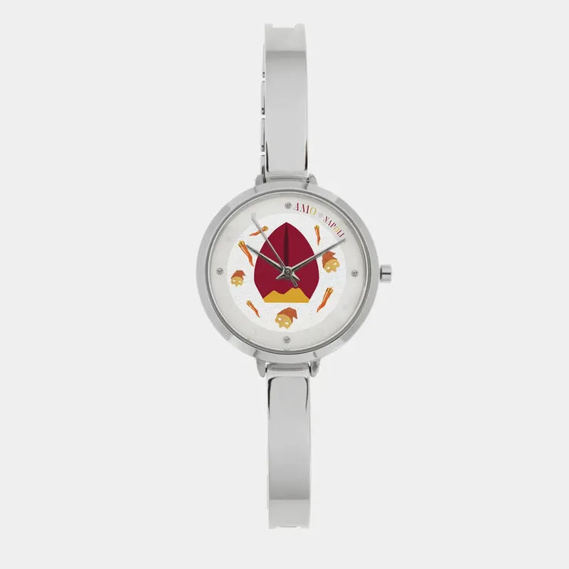 Orologio Analogico Met. con maiolica impreziosita da smalto colorato e cristalli