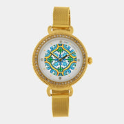 Orologio Analogico Met. con maiolica impreziosita da smalto colorato e cristalli