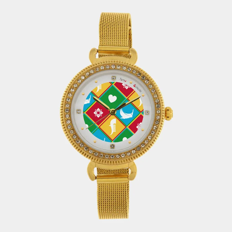 Orologio Analogico Met. con simboli veneziani impreziosito da smalto colorato e cristalli