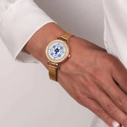 Orologio Analogico Met. con pumo impreziosita da smalto colorato e cristalli