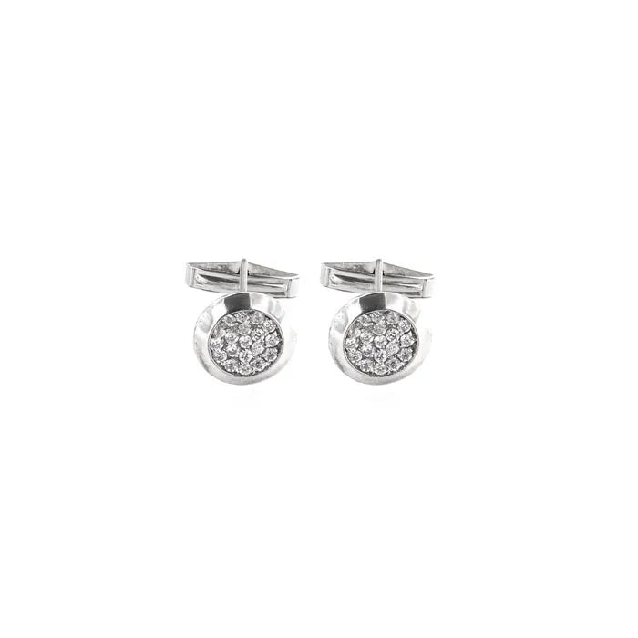 Gemelli in Argento 925 con cornice esterna impreziosita da pavè di zirconi bianchi
