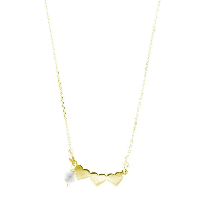 Collana in Argento 925 con pendente a tre cuori, impreziosito da un cristallo bianco pendente